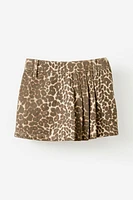 Pleat Front Denim Skort