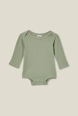 Organic Newborn Pointelle Long Sleeve Bubbysuit