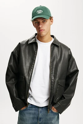 Faux Leather Bomber