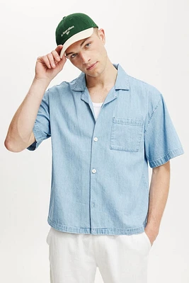 Denim Box Fit Short Sleeve Shirt