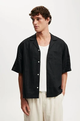 Linen Box Fit Short Sleeve Shirt