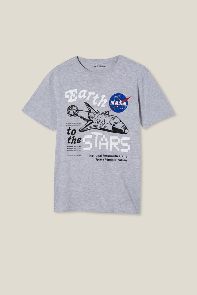 Cotton on Men's Tbar Collab Pop Culture Crew Neck NASA T-shirt Light Gray-2XL - Picture 4 of 5