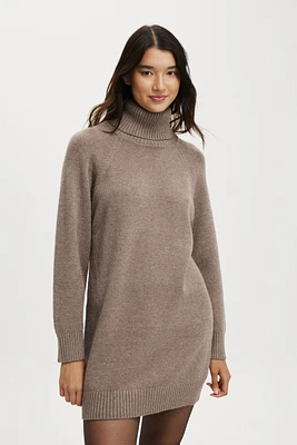 Lux Roll Neck Knit Mini Dress