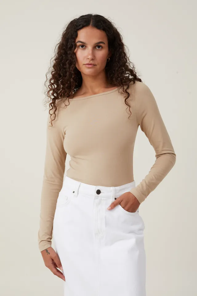 Smooth Boat Neck Long Sleeve Top