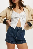 High Rise Micro Denim Short