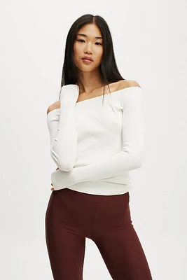 Rib Off Shoulder Longsleeve