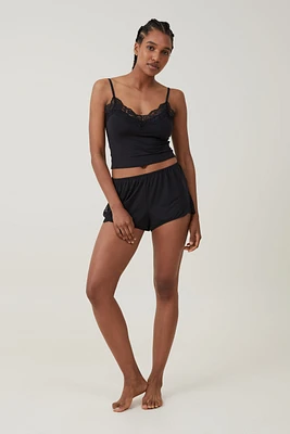 Soft Lounge Lace Trim Short