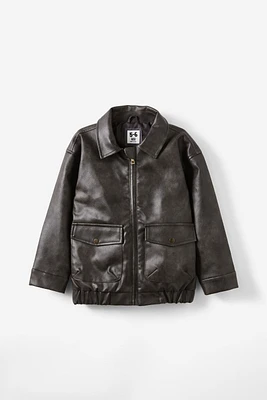 Fletcher Faux Leather Bomber Jacket