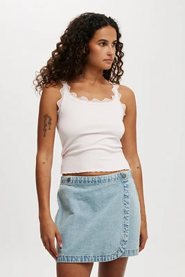 Wrapped Denim Mini Skirt