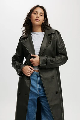 Chicago Faux Leather Trench Coat