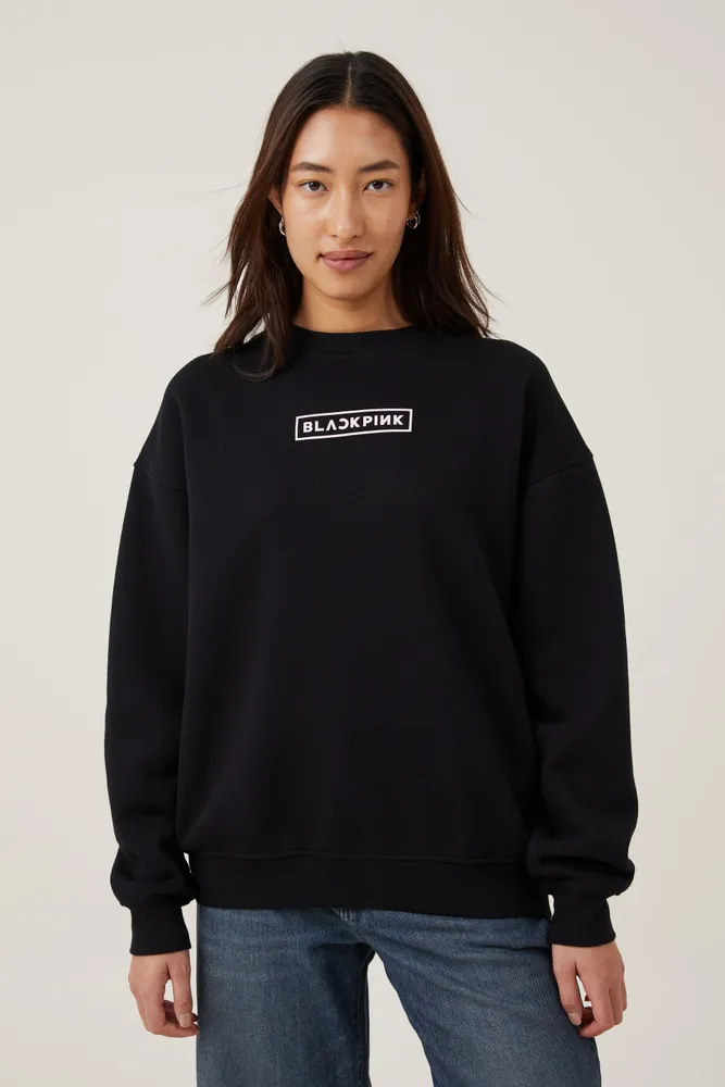 Cotton On Women Black Pink Crew Sweatshirt