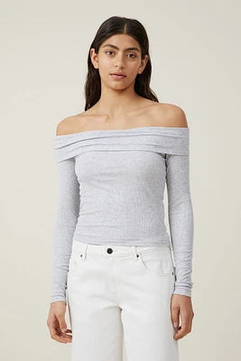 Staple Rib Off Shoulder Long Sleeve Top