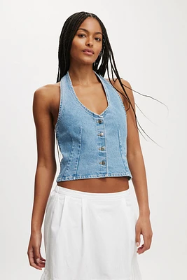 Harley Denim Halter Vest