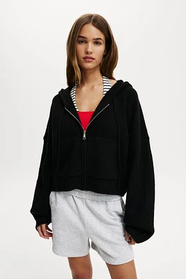 Luxe Cropped Knit Bomber