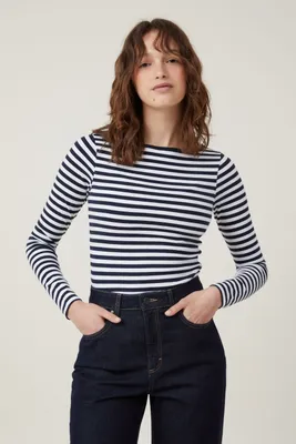 The One Basic Boat Neck Long Sleeve Top