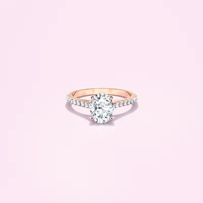 Couple Pavé Thin 1ct Oval Rose Gold