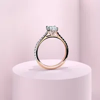 Couple Pavé Thin 1ct Oval Rose Gold