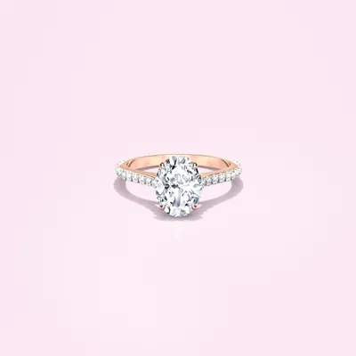Couple Pavé Thin 1.5ct Oval Rose Gold