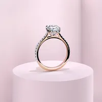 Couple Pavé Thin 2ct Oval Rose Gold