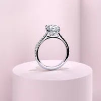 Couple Pavé Thin 2ct Oval White Gold