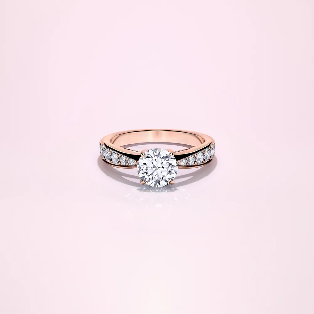 Couple Pavé Tapered 1ct Rose Gold