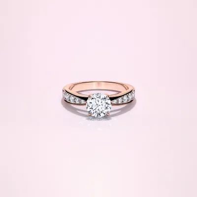 Couple Pavé Tapered 1ct Rose Gold