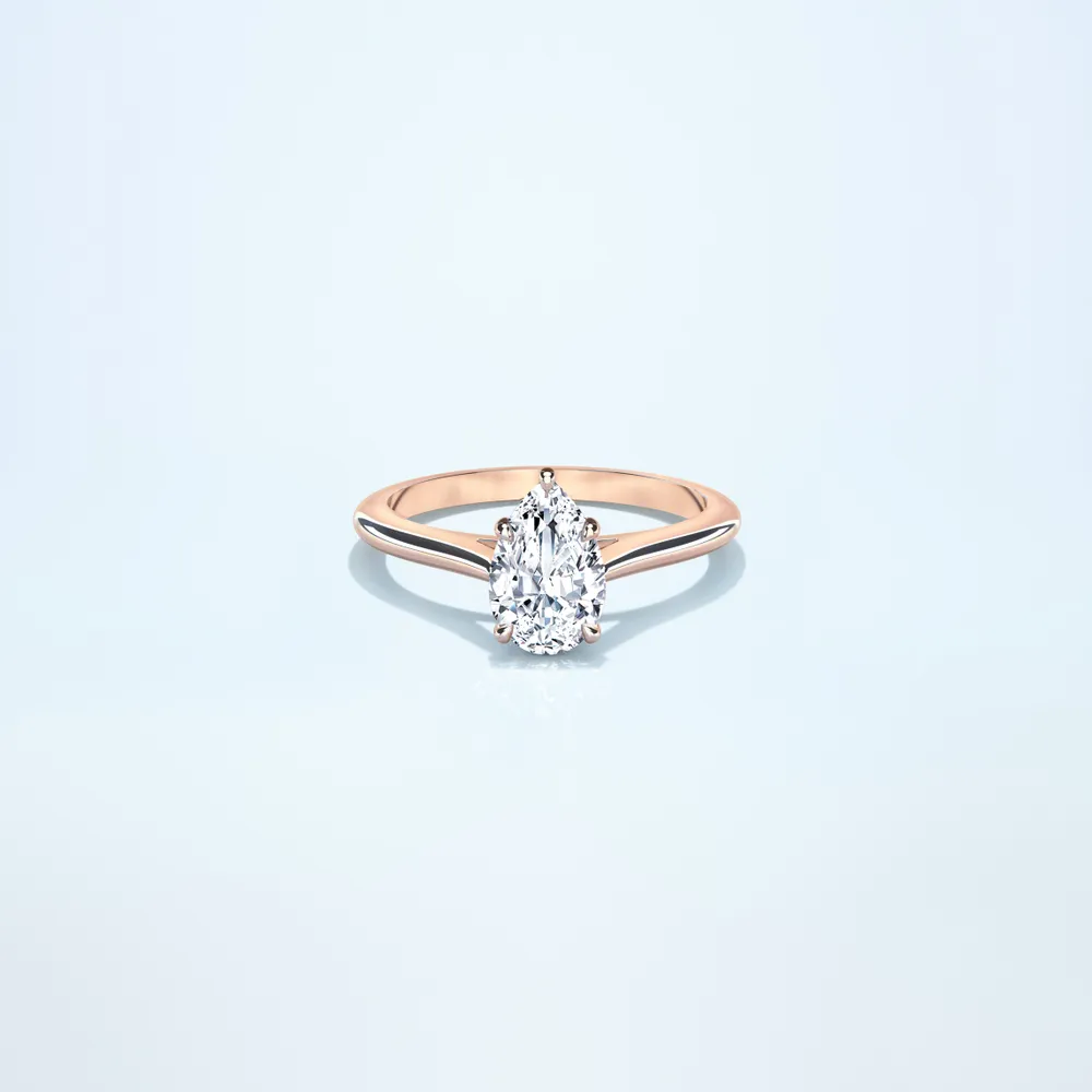 Couple Classic Thin 1ct Pear Rose Gold