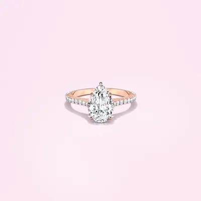 Couple Pavé Thin 1.5ct Pear Rose Gold