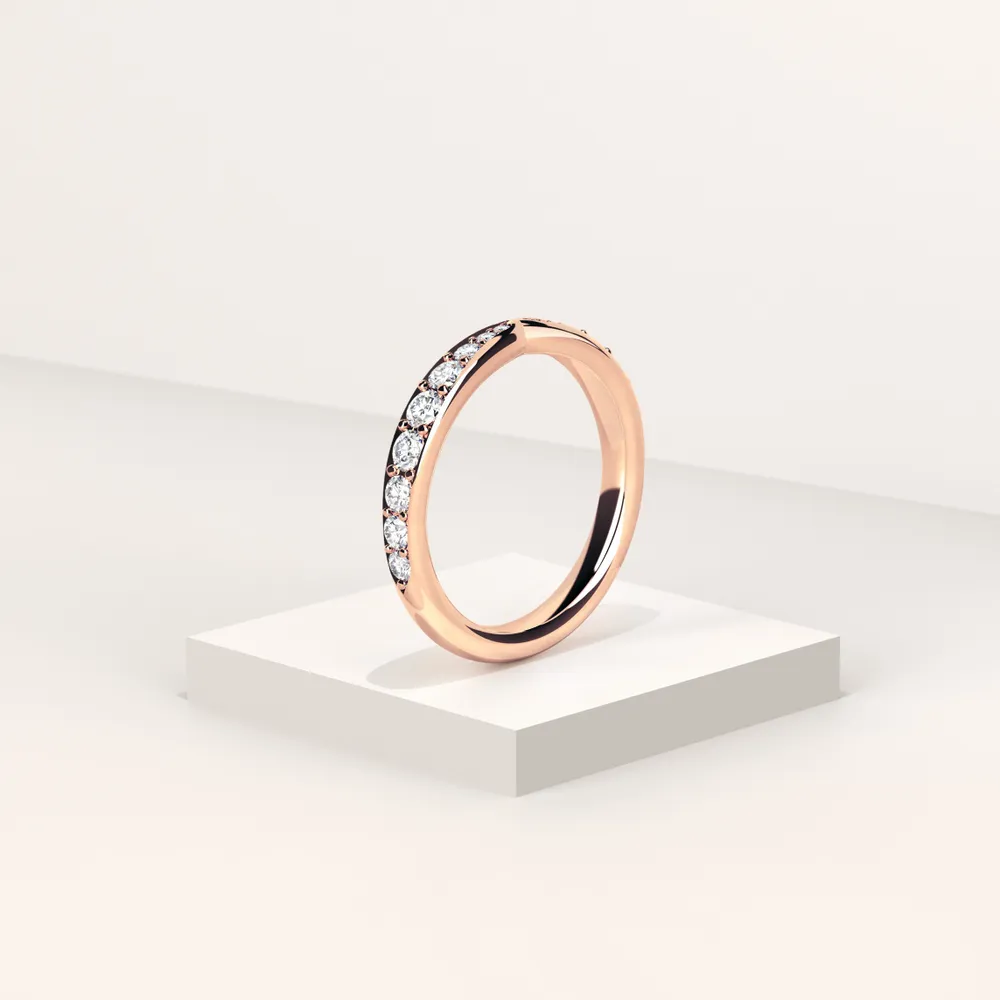 Couple Women's Tapered Pavé 2mm Rose Gold