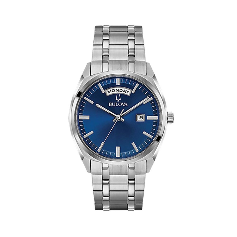 bulova men's blue dial watch