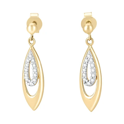 ARETES ORO 14K CON PUNTOS DE DIAMANTE