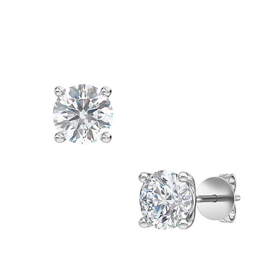 BROQUELES ORO BLANCO 14K CON 1.20 QUILATES DE DIAMANTE CORTE REDONDO LAB GROWN