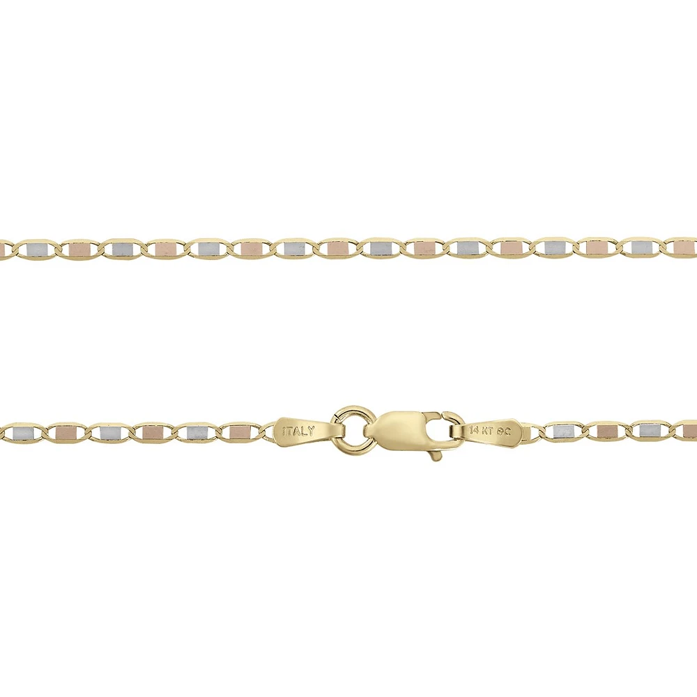 CADENA VALENTINO ORO AMARILLO BLANCO Y ROSA 14K CM