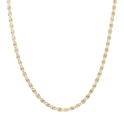 CADENA VALENTINO ORO AMARILLO BLANCO Y ROSA 14K CM