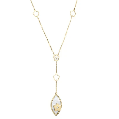 GARGANTILLA ORO 14K CON MADRE PERLA MOTIVO FLORES