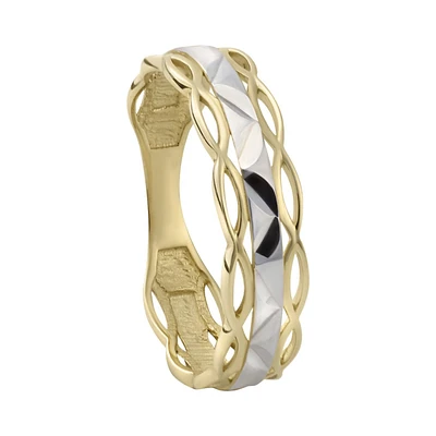 ANILLO ORO BLANCO Y AMARILLO 14K