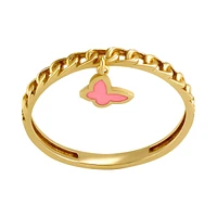 ANILLO MARIPOSA ESMALTE ROSA ORO 14K