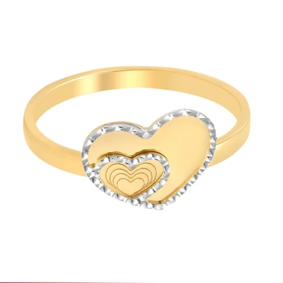 ANILLO CORAZON ORO BLANCO Y AMARILLO 14K #7