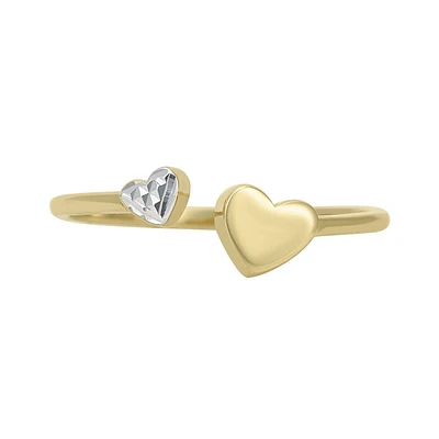 ANILLO DAMA CORAZONES  ORO BLANCO Y AMARILLO 14K