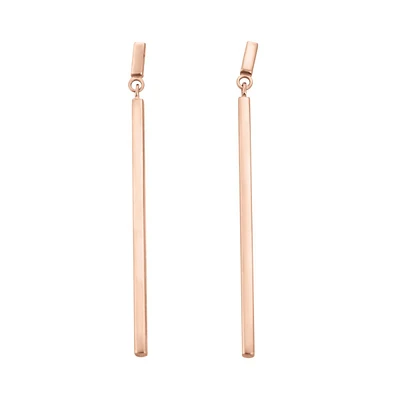 ARETES LARGOS ORO ROSA 14K