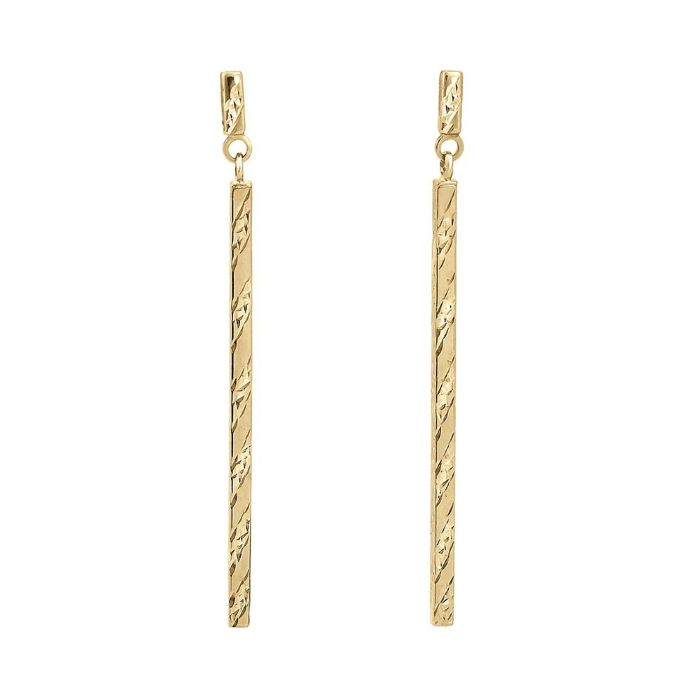 ARETES LARGOS ORO DIAMANTADO 14K