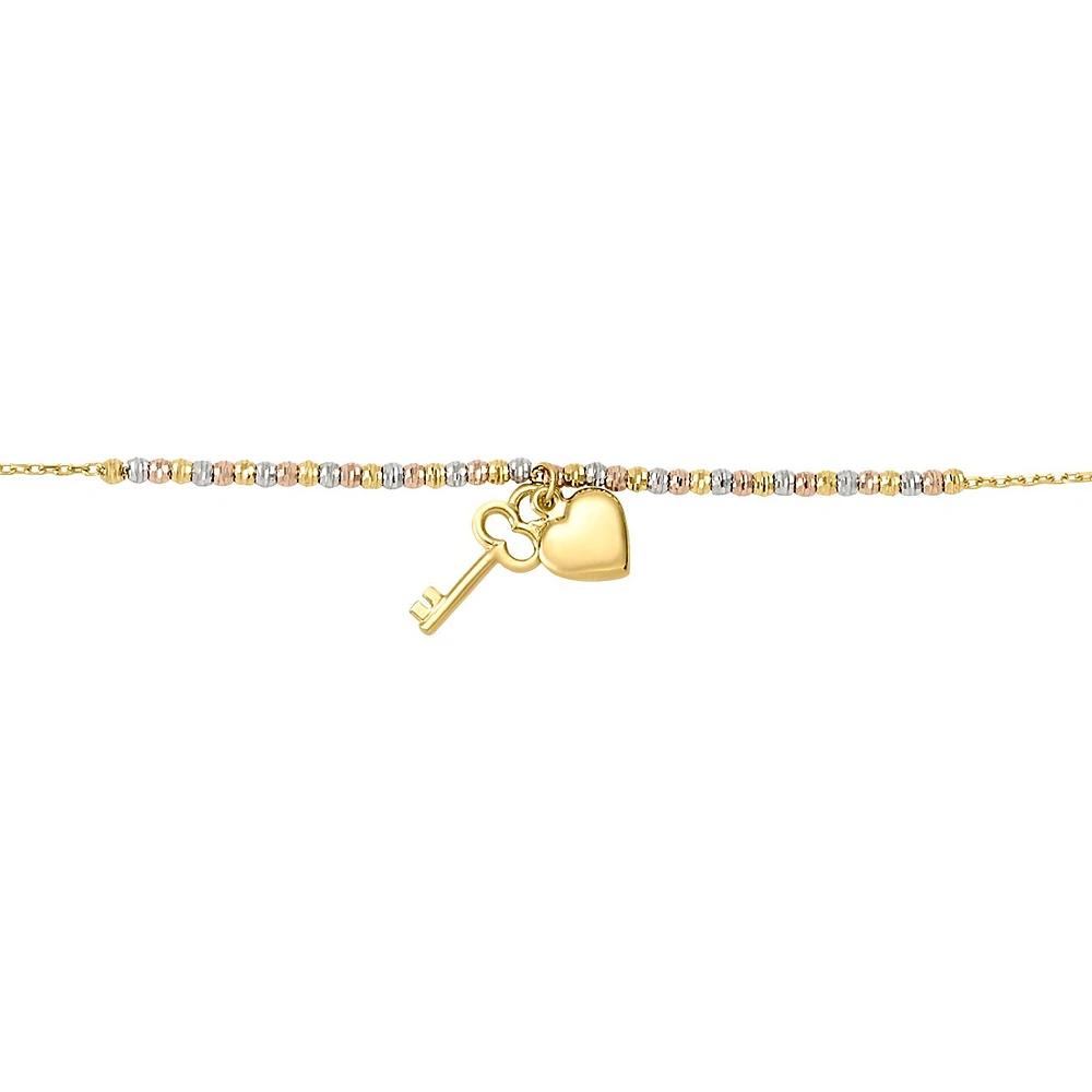 PULSERA LLAVE CORAZON ORO BLANCO