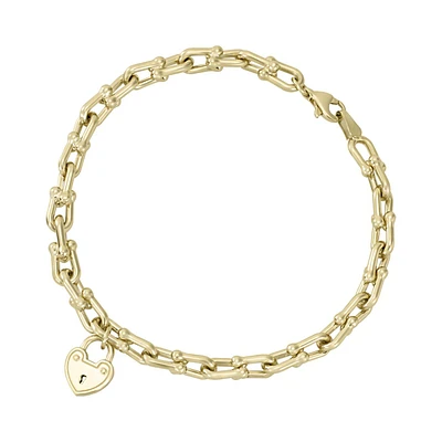 PULSERA CANDADO CORAZON ORO 14K