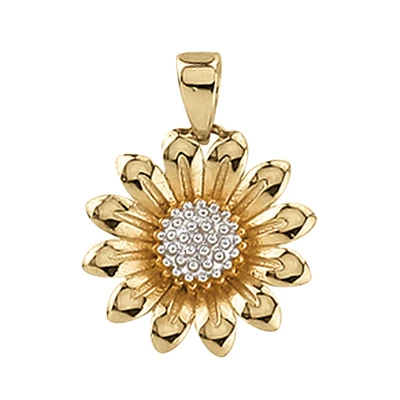 DIJE FLOR ORO BLANCO Y AMARILLO 14K