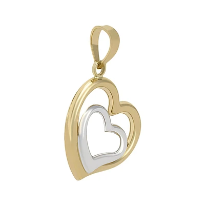 DIJE CORAZONES ORO AMARILLO Y BLANCO 14K