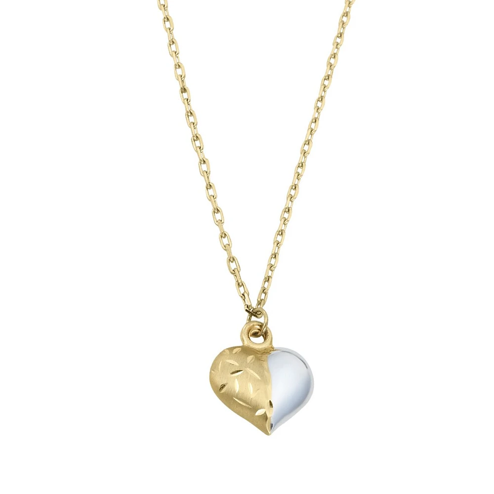 CADENA CON DIJE CORAZÓN ORO AMARILLO Y BLANCO 14K