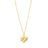 CADENA DIJE CORAZON ORO BLANCO, AMARILLO Y ROSA 14K