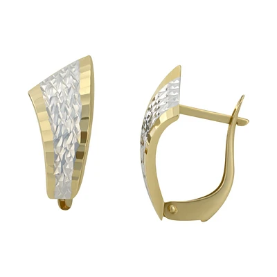 ARETES ORO AMARILLO Y BLANCO 14K DIAMANTADO