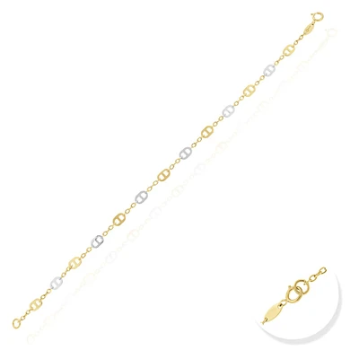 PULSERA DAMA ORO AMARILLO Y BLANCO14K