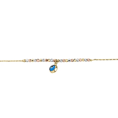 PULSERA DAMA OJITO ORO BLANCO, AMARILLO Y ROSA 14K